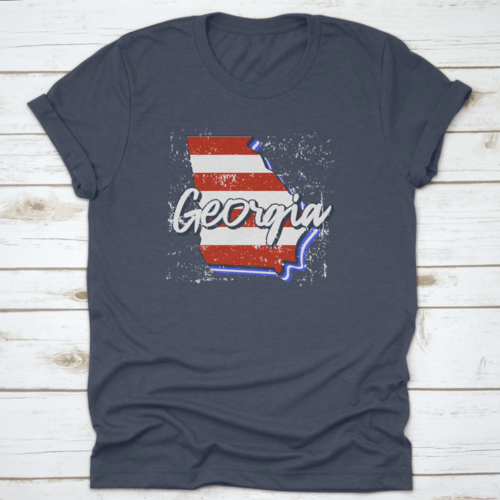 American Flag In Georgia State Map. Vector Grunge Style With
