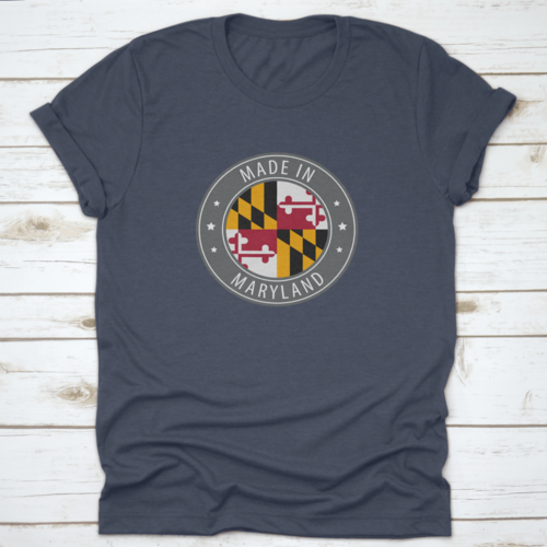 The Flag Of The State Of Maryland Usa In A Round Stamp Design With