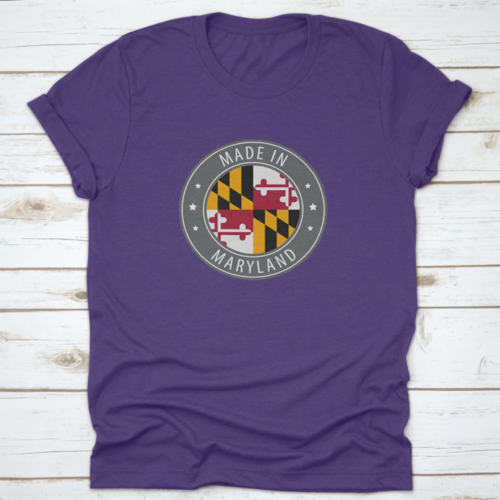 The Flag Of The State Of Maryland Usa In A Round Stamp Design With