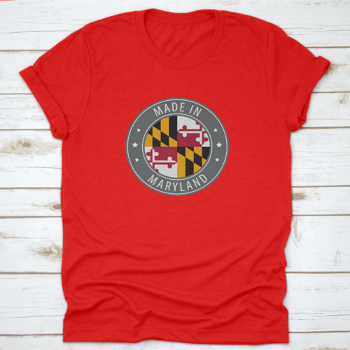 The Flag Of The State Of Maryland Usa In A Round Stamp Design With