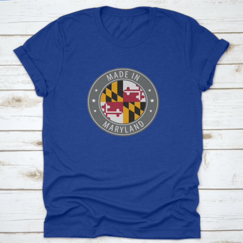 The Flag Of The State Of Maryland Usa In A Round Stamp Design With