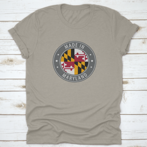 The Flag Of The State Of Maryland Usa In A Round Stamp Design With
