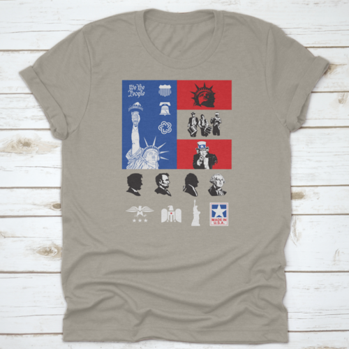 Usa Symbols Icon Set With Flag Travel Destination Shirt