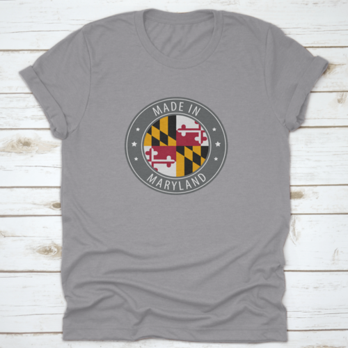 The Flag Of The State Of Maryland Usa In A Round Stamp Design With