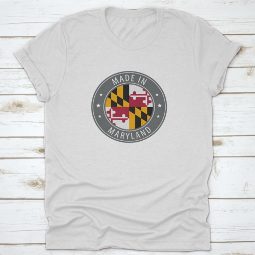 The Flag Of The State Of Maryland Usa In A Round Stamp Design With