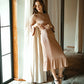 MARJORIE Ruffle Rib Dress, in Camel Brown