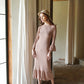 MARJORIE Ruffle Rib Dress, in Camel Brown