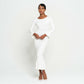 MARJORIE Bamboo Ruffle Dress, in Off-white
