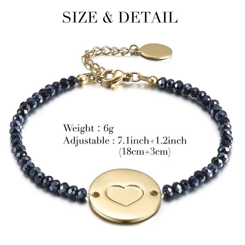Love Heart Charm Beaded Bracelet