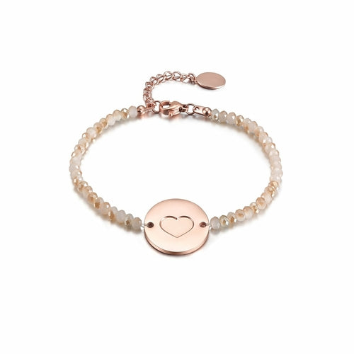 Love Heart Charm Beaded Bracelet
