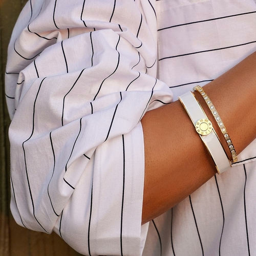 Enamel Pavé Bangle Set