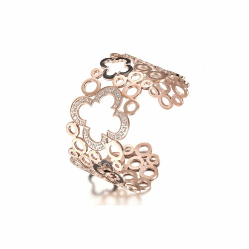 Hollow Clover Wide Cuff Bracelet