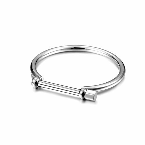 D Shape Mens Screw Bar Bangle