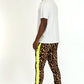 CHEETAH PRINT STRIPE TRACK PANTS