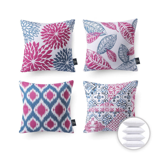 Vintage and Classic Series Decorative Throw Pillow, 18" X 18", Blue/Purple, 4 Pack