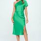 Stretch Satin One Shoulder Dress