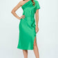 Stretch Satin One Shoulder Dress