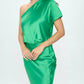 Stretch Satin One Shoulder Dress