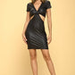 Faux Leather Black Cut out Dress