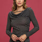 Polka Dot Cowl Neck Top