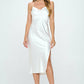Satin Bias Slip Dress with Slit