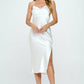 Satin Bias Slip Dress with Slit