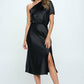 Stretch Satin One Shoulder Dress