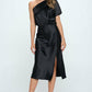 Stretch Satin One Shoulder Dress