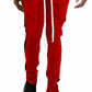 CLASSIC SLIM  FIT TRACK PANTS- RED/BLACK