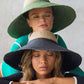 RIRI Duo Jute Handwoven Straw Hat In Natural & Kelly Green