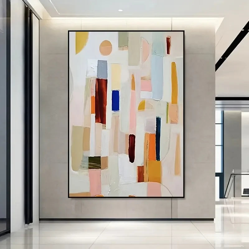 Original Large Beige Blue Abstract Handmade Canvas Painting Gray Minimalist Art White Wall Art Textured Painting Home Decoration
