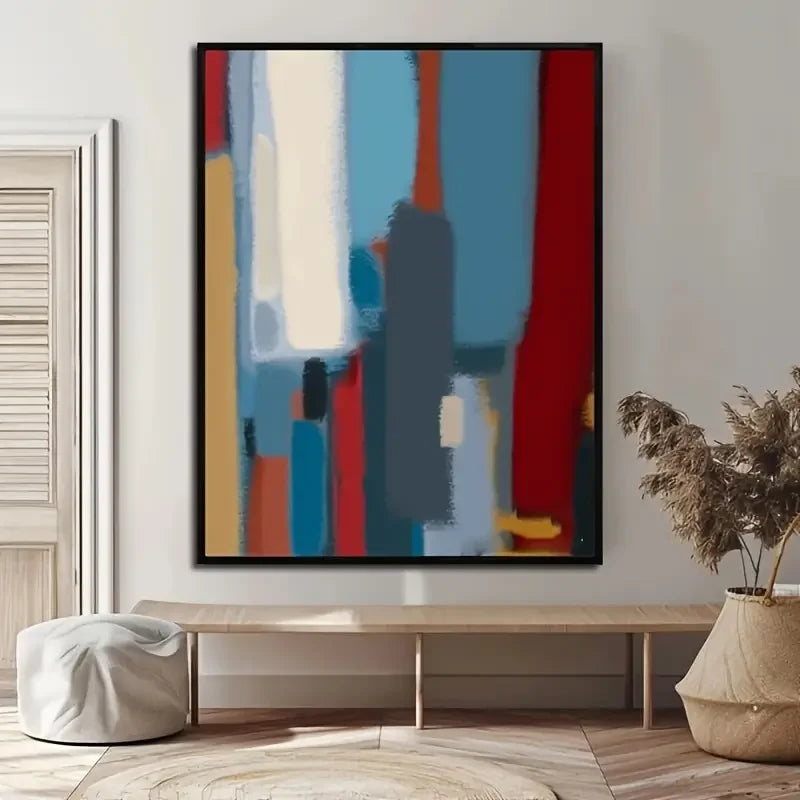 Original Large Beige Blue Abstract Handmade Canvas Painting Gray Minimalist Art White Wall Art Textured Painting Home Decoration