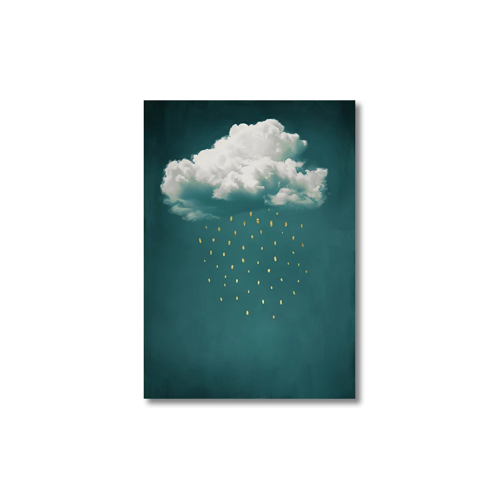 Green Cloud Print Background Abstract Wall Art Canvas Painting Nordic Minimalist Canvas Poster for Living Room Home Decoration