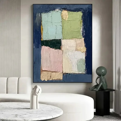 Original Large Beige Blue Abstract Handmade Canvas Painting Gray Minimalist Art White Wall Art Textured Painting Home Decoration