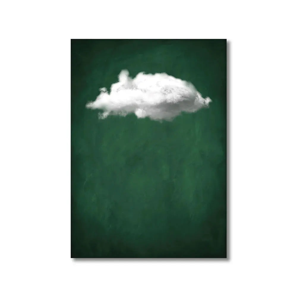 Green Cloud Print Background Abstract Wall Art Canvas Painting Nordic Minimalist Canvas Poster for Living Room Home Decoration
