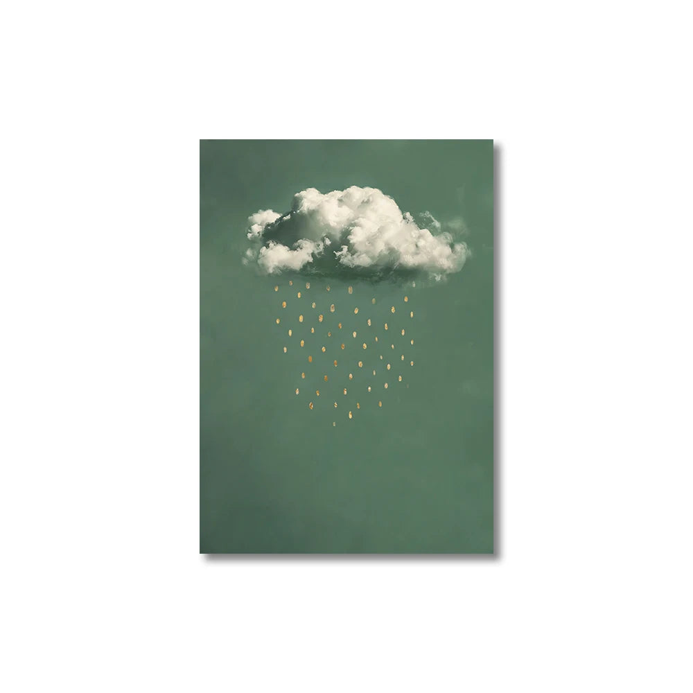 Green Cloud Print Background Abstract Wall Art Canvas Painting Nordic Minimalist Canvas Poster for Living Room Home Decoration