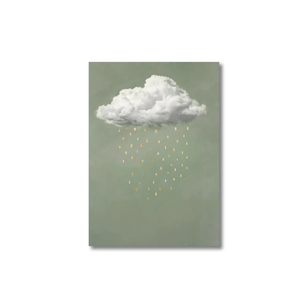 Green Cloud Print Background Abstract Wall Art Canvas Painting Nordic Minimalist Canvas Poster for Living Room Home Decoration