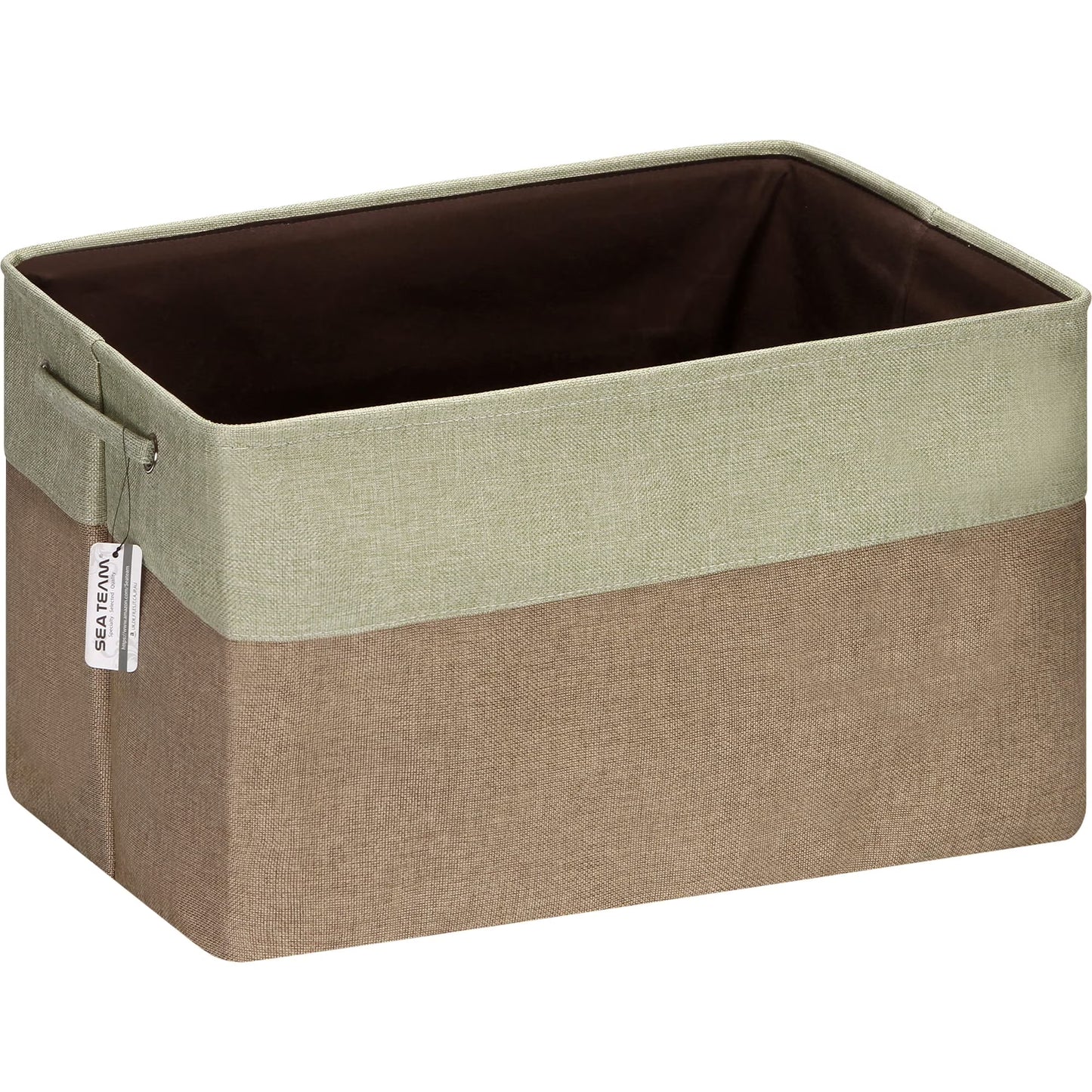 3-Pack Extra Large Storage Basket Set, Trunk Organizer, Clothes Toys Bin, 22 X 15 X 13 Inches, Rectangular Canvas Fabric Collapsible Shelf Box with Handles, Olive & Lime