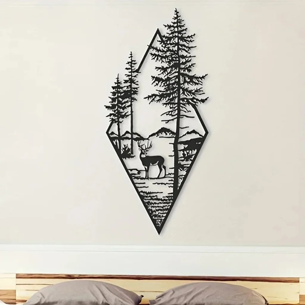 Landscape Wall Art, Deer & Scene Metal Wall Art Ornaments Home Decor, Metal Wall Art, Home Decor Art Wall Ornaments