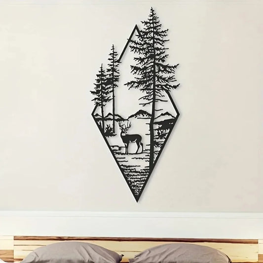 Landscape Wall Art, Deer & Scene Metal Wall Art Ornaments Home Decor, Metal Wall Art, Home Decor Art Wall Ornaments
