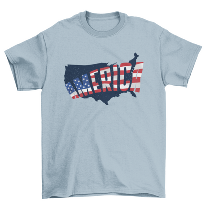 Cool USA Embedded American Flag Map Silhouette Quote America United