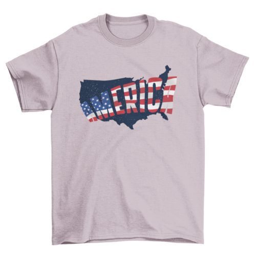 Cool USA Embedded American Flag Map Silhouette Quote America United