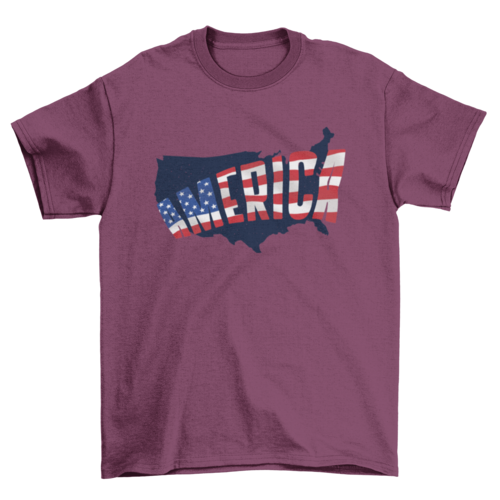 Cool USA Embedded American Flag Map Silhouette Quote America United