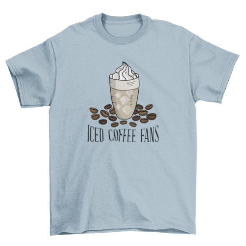 Iced coffee Cup Cubes Ice Cream Scattered Beans Quote "Iced Coffee
