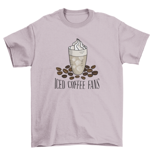 Iced coffee Cup Cubes Ice Cream Scattered Beans Quote "Iced Coffee
