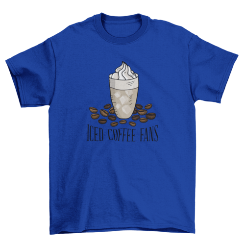 Iced coffee Cup Cubes Ice Cream Scattered Beans Quote "Iced Coffee
