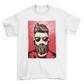 Bearded hipster with moustache sunglasses red beanie hat jacket black
