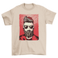 Bearded hipster with moustache sunglasses red beanie hat jacket black