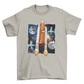 Cats in rocket space funny animal moon collage t-shirt
