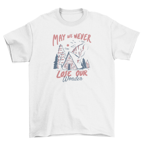 Winter camping cabin nature t-shirt